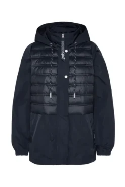 Windjacke mit Kapuze im Materialmix blue navy