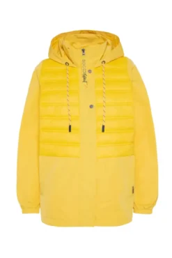 Windjacke mit Kapuze im Materialmix golden honey