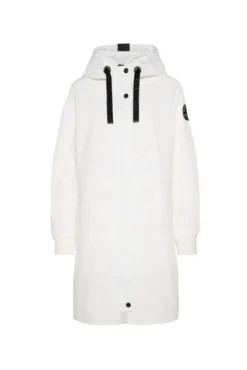Windparka mit Kapuze und Logo-Details ivory
