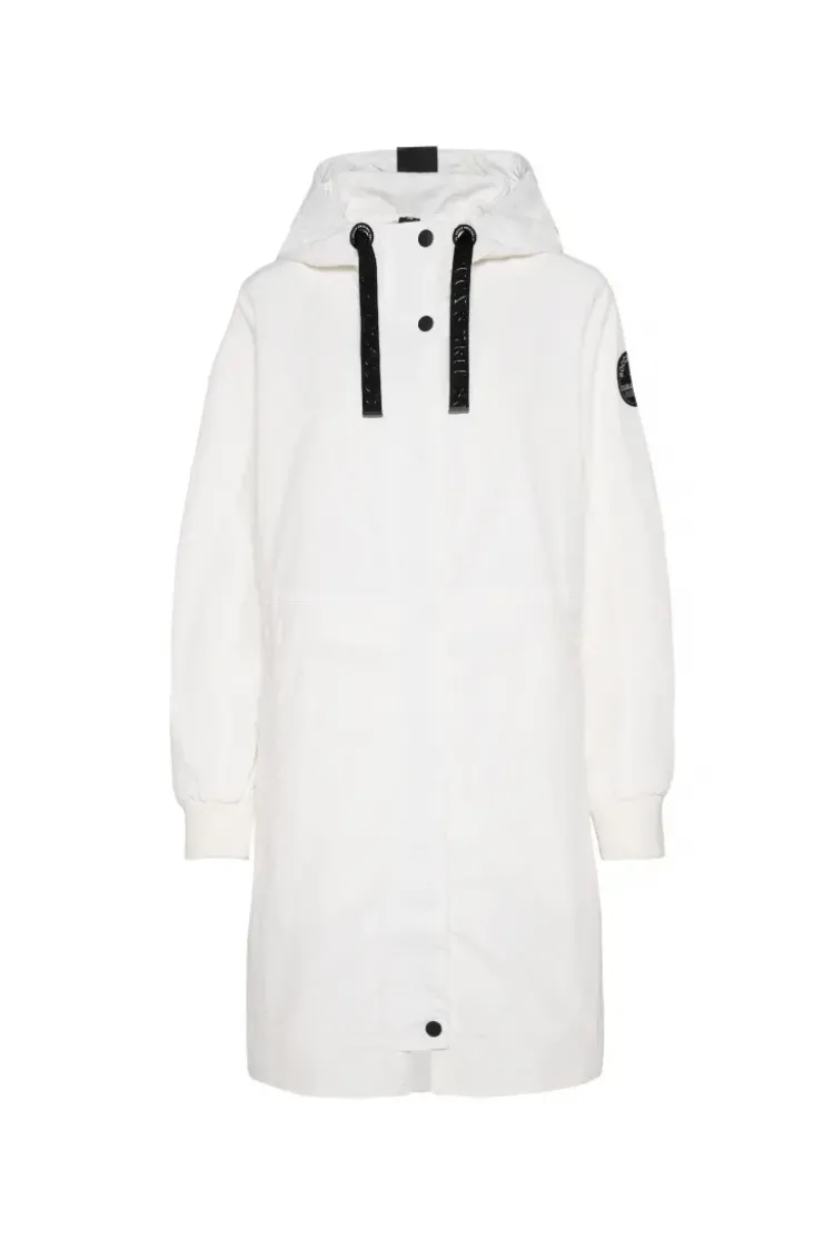 Windparka mit Kapuze und Logo-Details ivory
